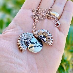 Sunflower Locket Necklace You Are My Sunshine Necklace RoseGold Sunflower Locket